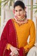 Mustard Yellow Sharara Style Georgette Salwar Suit