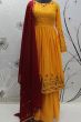 Mustard Yellow Sharara Style Georgette Salwar Suit