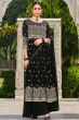 Black Zari Embroiered Fox Georgette Palazzo Suit