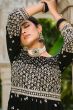 Black Zari Embroiered Fox Georgette Palazzo Suit