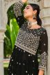 Black Zari Embroiered Fox Georgette Palazzo Suit