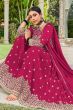 Ruby Pink Zari Embroiered Fox Georgette Palazzo Suit