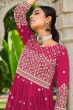 Ruby Pink Zari Embroiered Fox Georgette Palazzo Suit
