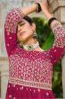Ruby Pink Zari Embroiered Fox Georgette Palazzo Suit