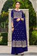 Navy Blue Zari Embroiered Fox Georgette Palazzo Suit
