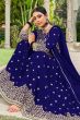 Navy Blue Zari Embroiered Fox Georgette Palazzo Suit