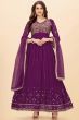 Purple Georgette Sequins Embroidered Anarkali Suit