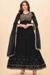 Black Georgette Sequins Embroidered Anarkali Suit