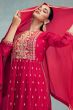 Cerise Pink Georgette Long Palazzo Suit