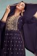 Prussian Blue Georgette Long Palazzo Suit