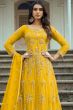 Yellow Embroidered Anarkali Suit in Net