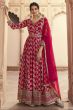 Vivid Burgundy Jacquard Anarkali Suit