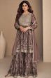 Coffee Brown Chinnon Silk Sharara Suit