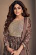 Coffee Brown Chinnon Silk Sharara Suit