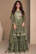 Green Chinnon Silk Sharara Suit