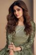 Green Chinnon Silk Sharara Suit