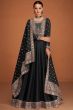 Black Embroidered Silk Anarkali Suit