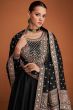 Black Embroidered Silk Anarkali Suit