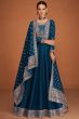 Blue Embroidered Silk Anarkali Suit