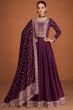 Maroon Silk Embroidered Anarkali Suit