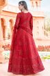 Brick Red Embroidered Net Anarkali Suit