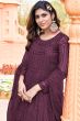 Purple Embroidered Anarkali Suit in Net