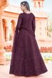 Purple Embroidered Anarkali Suit in Net