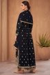 Black Georgette Embroidered Palazzo Suit