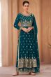 Rama Blue Georgette Embroidered Palazzo Suit