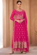 Pink Georgette Embroidered Palazzo Suit