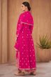 Pink Georgette Embroidered Palazzo Suit