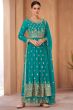 Sky Blue Georgette Embroidered Palazzo Suit