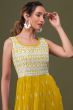 Yellow Georgette Palazzo Suit