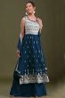 Blue Georgette Palazzo Suit