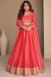 Orange Floor Length Chinnon Silk Anarkali Suit