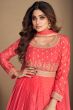 Orange Floor Length Chinnon Silk Anarkali Suit