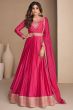 Hot Pink Floor Length Chinnon Silk Anarkali Suit