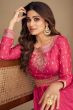 Hot Pink Floor Length Chinnon Silk Anarkali Suit