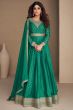 Green Floor Length Chinnon Silk Anarkali Suit