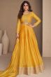 Yellow Floor Length Chinnon Silk Anarkali Suit