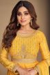 Yellow Floor Length Chinnon Silk Anarkali Suit