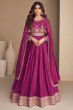Purple Floor Length Chinnon Silk Anarkali Suit