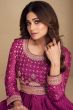 Purple Floor Length Chinnon Silk Anarkali Suit