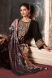 Dark Brown Embroidered Velvet Suit Set