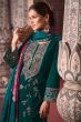 Teal Green Embroidered Velvet Suit Set