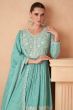 Sea Green Embroidered Chinnon Sharara Suit