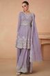 Lavender Embroidered Chinnon Sharara Suit