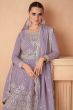 Lavender Embroidered Chinnon Sharara Suit