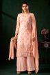 Peach Georgette Embroidered Palazzo Suit