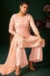Peach Georgette Embroidered Palazzo Suit